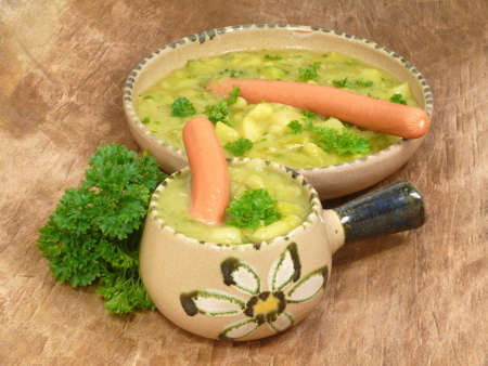 grandmas pea soup with garnishの写真素材
