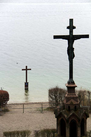 Memorial crosses Lake Starnbergの写真素材