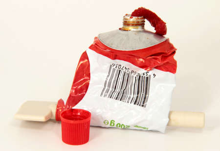 empty Tomato paste tubeの写真素材