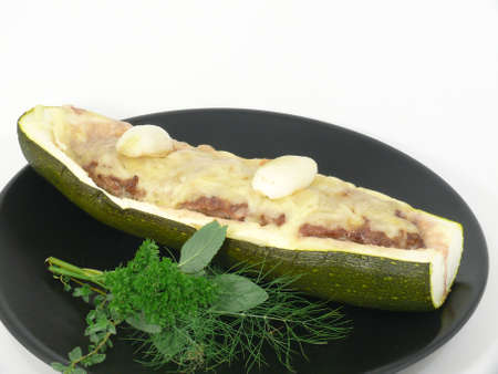  zucchini, stuffed with minced meatの写真素材