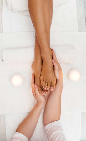 Closeup of foot receiving massageの写真素材