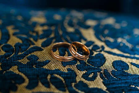 Gold engagement rings.の写真素材