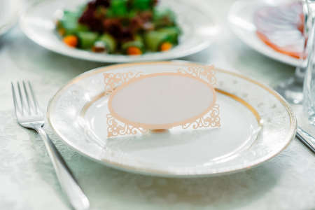 Beautiful table setting for a festive event. wedding decorationsの写真素材