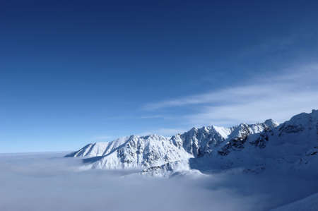 tatra mountains in poland, view from kasprowy, winter lanscape