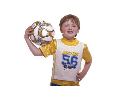 small child with the footballのeditorial素材