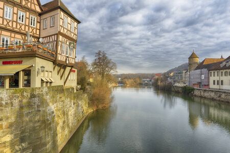 Schwaebisch Hall, Germany - 19 February 2019: The streets of Schwaebisch Hall, Baden Wuerttemberg is a state in southwest Germanyのeditorial素材