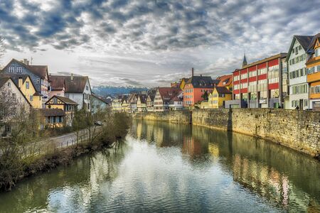 Schwaebisch Hall, Germany - 19 February 2019: The streets of Schwaebisch Hall, Baden Wuerttemberg is a state in southwest Germanyのeditorial素材