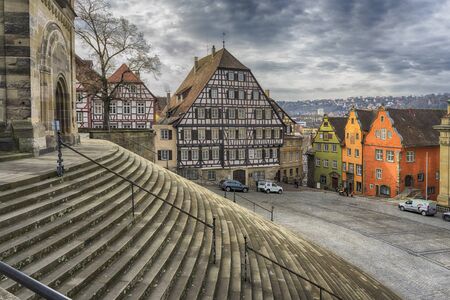 Schwaebisch Hall, Germany - 19 February 2019: The streets of Schwaebisch Hall, Baden Wuerttemberg is a state in southwest Germanyのeditorial素材