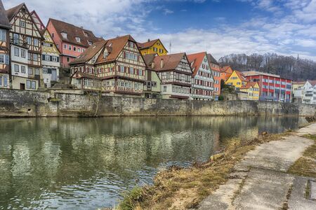Schwaebisch Hall, Germany - 19 February 2019: The streets of Schwaebisch Hall, Baden Wuerttemberg is a state in southwest Germanyのeditorial素材