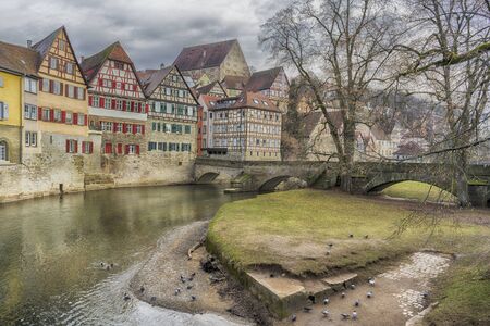 Schwaebisch Hall, Germany - 19 February 2019: The streets of Schwaebisch Hall, Baden Wuerttemberg is a state in southwest Germanyのeditorial素材