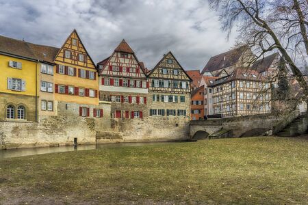 Schwaebisch Hall, Germany - 19 February 2019: The streets of Schwaebisch Hall, Baden Wuerttemberg is a state in southwest Germanyのeditorial素材