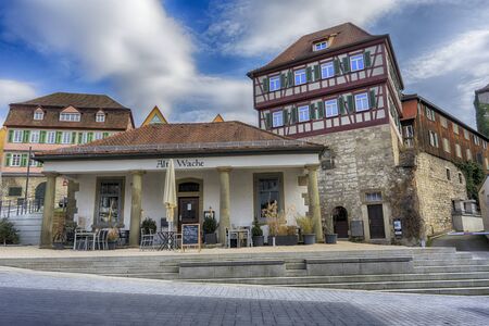 Schwaebisch Hall, Germany - 19 February 2019: The streets of Schwaebisch Hall, Baden Wuerttemberg is a state in southwest Germanyのeditorial素材