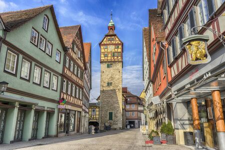 Schwaebisch Hall, Germany - 19 February 2019: The streets of Schwaebisch Hall, Baden Wuerttemberg is a state in southwest Germanyのeditorial素材