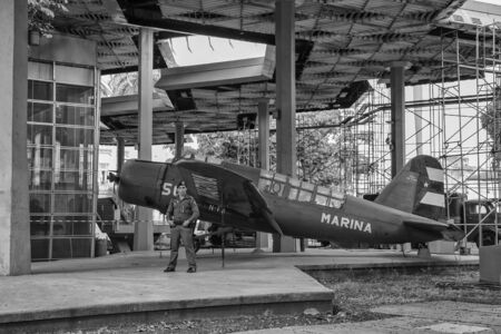 Havana, Cuba - 06 January 2013: Views of town center of squares and streets. An old plane is on the...
