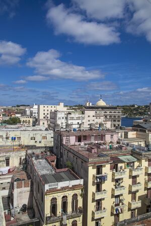 Havana, Cuba - 22 January 2013: Views of town center of squares and streets. A view over the roofs of the city on the streets and squares.のeditorial素材
