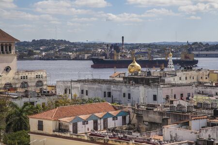 Havana, Cuba - 22 January 2013: Views of town center of squares and streets. A view over the roofs of the city on the streets and squares.のeditorial素材