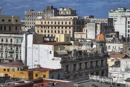 Havana, Cuba - 22 January 2013: Views of town center of squares and streets. A view over the roofs of the city on the streets and squares.のeditorial素材