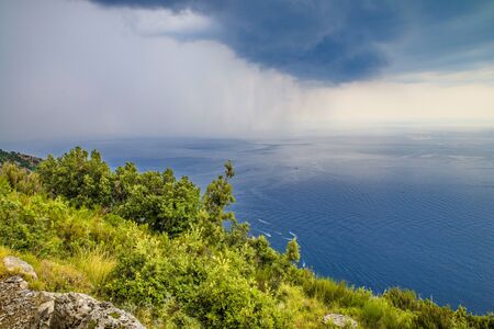 Naples, Positano Italy - August 12, 2015 : Hiking trail on the Amalfi Coast: Sentiero degli dei...