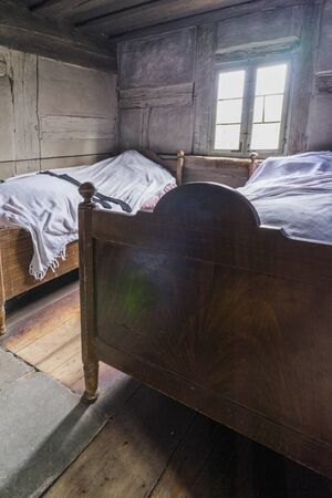 Bad Windsheim, Germany - 16 October 2019: Interior views of a german village house. View in a german peasant bedroomのeditorial素材