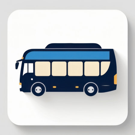 Illustration of a modern coach bus symbolizing long-distance travel, mobility, and group tours. The image evokes the spirit of being on the road and shared travel experiences.の素材