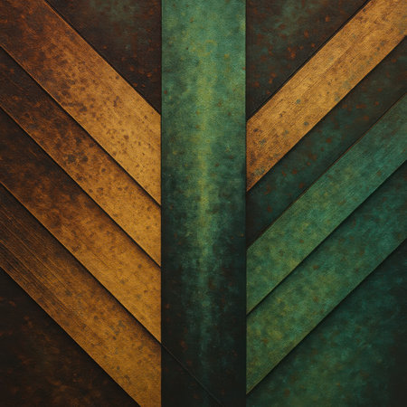 A geometric background with textured surface in brown and green.の素材