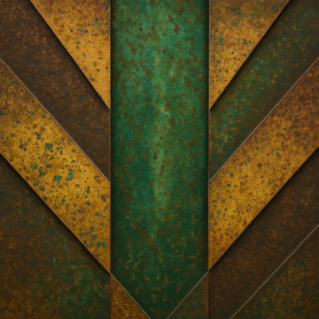 A geometric background with textured surface in brown and green.の素材