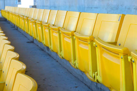 yellow stadium seatsの写真素材