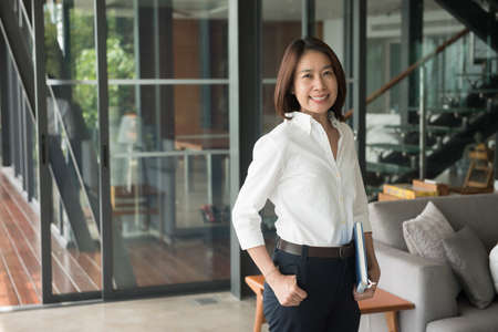 woman designer working in home officeの写真素材