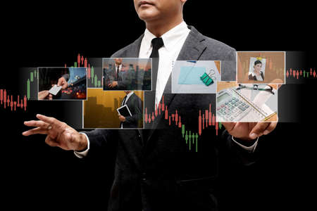 business man show digital photo albumの写真素材