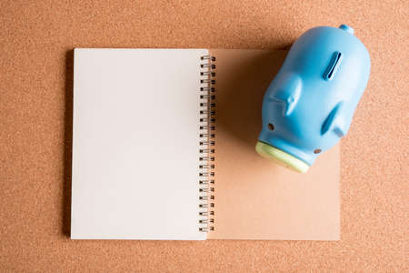 blank note book on wooden tableの写真素材