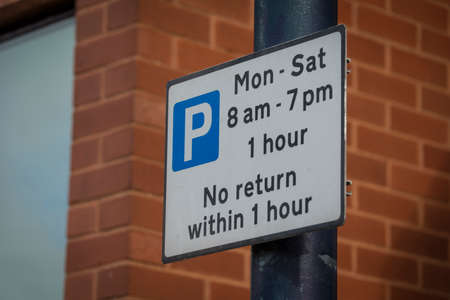 Parking restriction sign, UK の写真素材