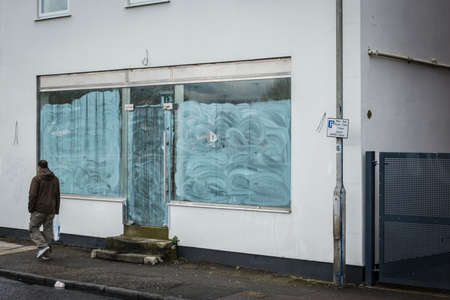 Abandoned shop on decining British high streetのeditorial素材