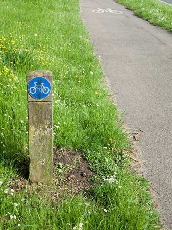 Signposted urban cycle wayの写真素材