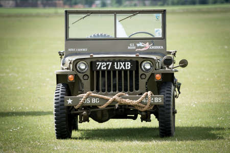 Duxford, UK- 25th May 2014: A WW2 US Jeep seen at Duxford Airshow.