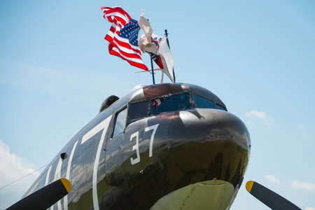 Duxford, UK - 25th May 2014: A WW2 US Douglas Dakota at Duxford Airshow.のeditorial素材