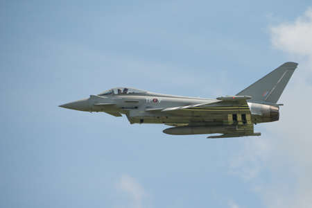 Duxford, UK - 25th May 2014: RAF Typhoon at Duxford Airshow.のeditorial素材