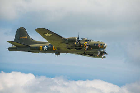 Duxford, UK - 25th May 2014: B17 Flying Fortress 'Memphis Belle' at Duxford Airshow.