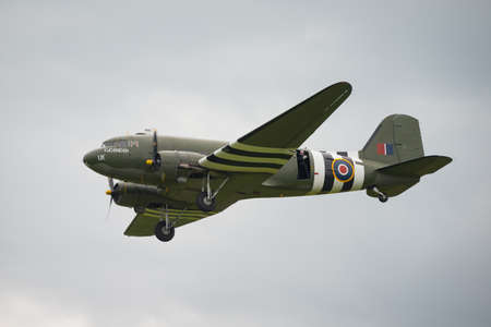 Cosford, UK - 8 June 2014: Veteran  Douglas DC3, displaying at the RAF Cosford Airshow.のeditorial素材