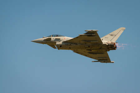 Fairford, UK - 12 July 2014: An Italian Airforce Typhoon jet displaying at the Royal International Air Tattoo.のeditorial素材