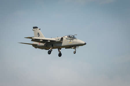 Fairford, UK - 12 July 2014: An Italian Airforce AMX International AMX aircraft displaying at the Royal International Air Tattoo.のeditorial素材