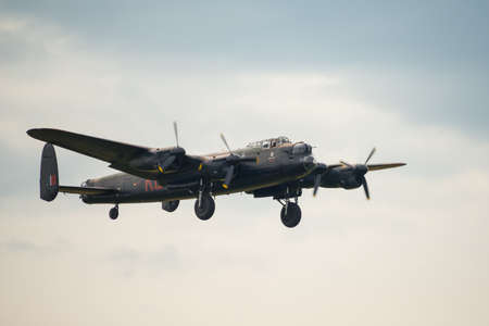 Fairford, UK - 12 July 2014: A Vintage Lancaster bomber. Battle of Britain flight. at the Royal International Air Tattoo.のeditorial素材