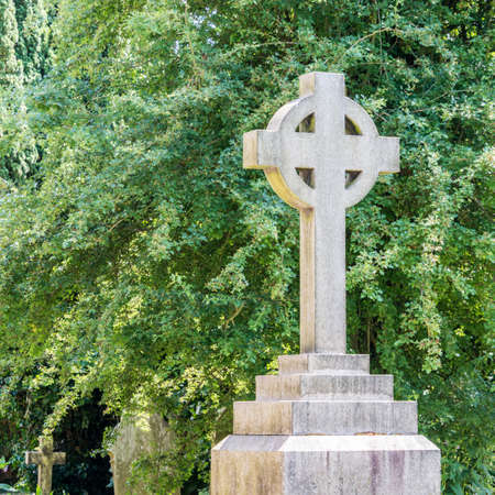 Stone cross marking an English graveの写真素材