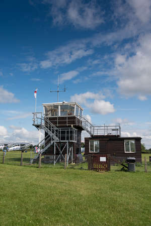 Biggleswade, UK - 29 June 2014: The control tower at the Shuttleworth Collection air show.のeditorial素材