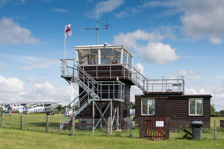 Biggleswade, UK - 29 June 2014: The control tower at the Shuttleworth Collection air show.のeditorial素材