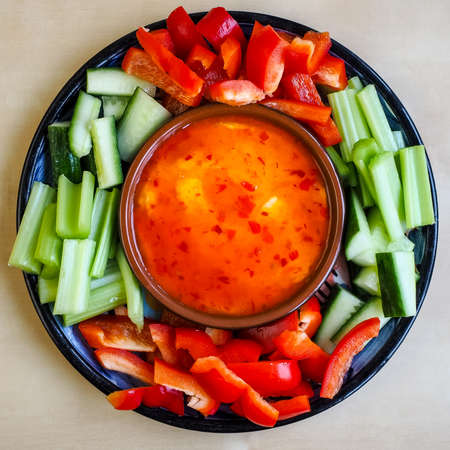 Delicious healthy salad on plateの写真素材