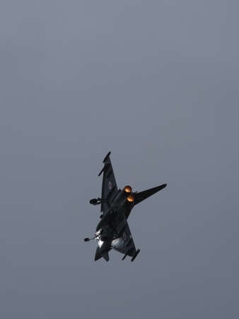 Duxford, UK - May 23rd 2015: RAF Eurofighter Typhoon displaying at Duxford VE Day Airshowのeditorial素材