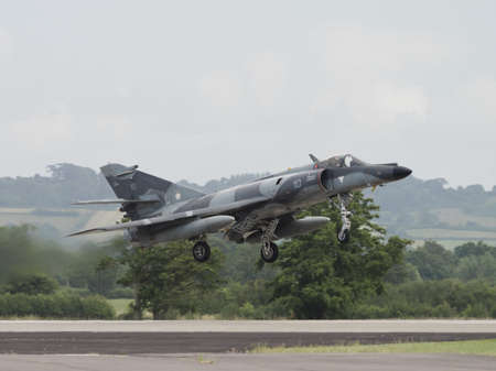 Yeovilton, UK - 11th July 2015: French Navy Etendard fighter flying at Yeovilton Air Day.