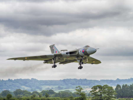 Yeovilton, UK - 11th July 2015: Vintage Vulcan Bomber XH558 at Yeovilton Air Day.のeditorial素材