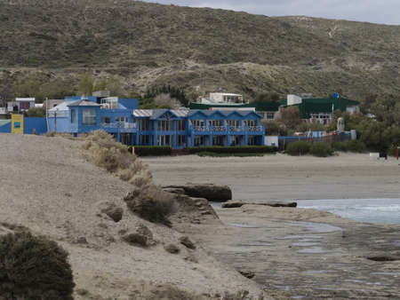 The town of Puerto Pyramides, Argentina. Whale watching area of Patagonia.のeditorial素材