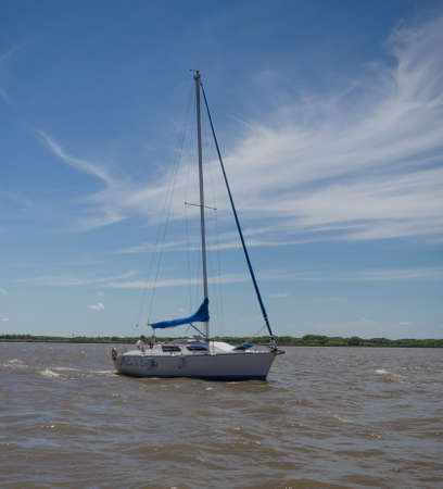 Buenos Aires, Argentina - 29th October 2015: Pleasure yacht seen during a boat trip in the River Plate delta.のeditorial素材